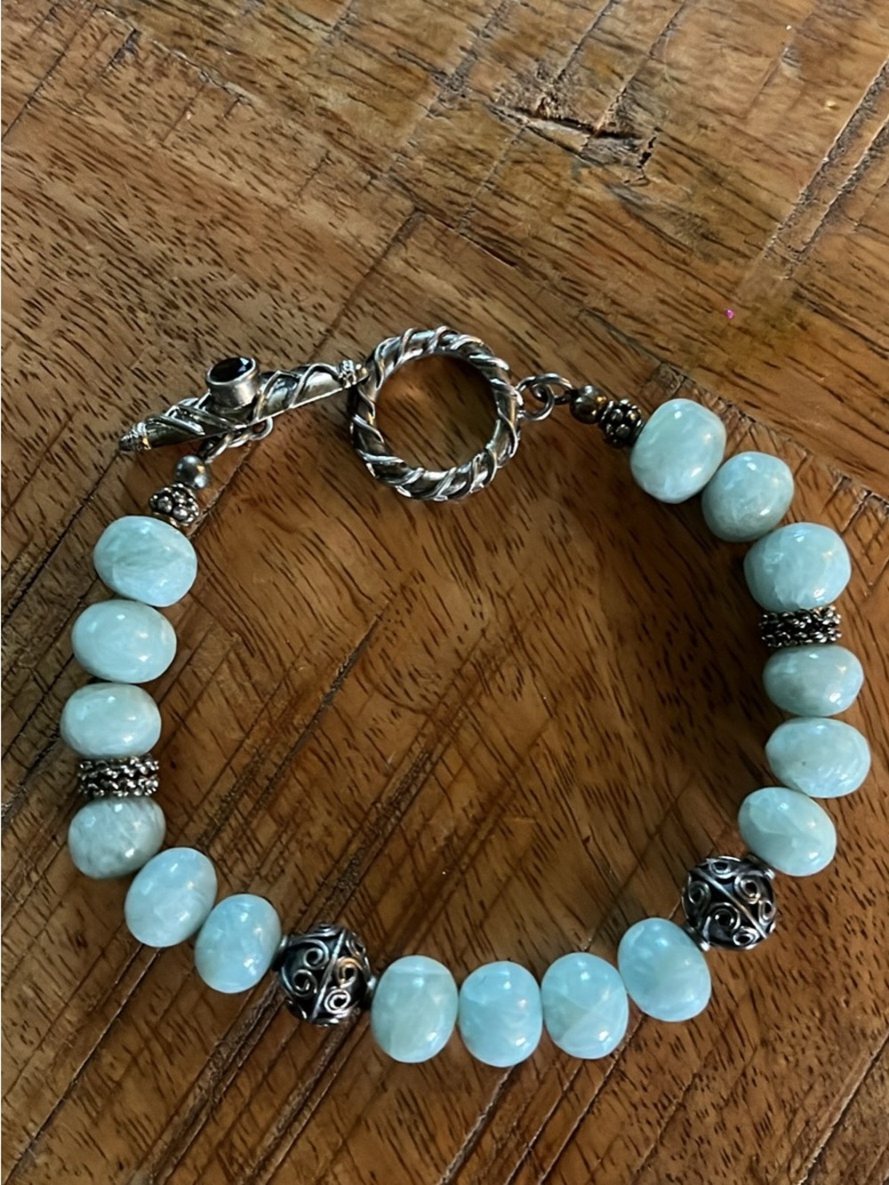 Doug Paulus Aquamarine & Sterling Silver Toggle Bracelet